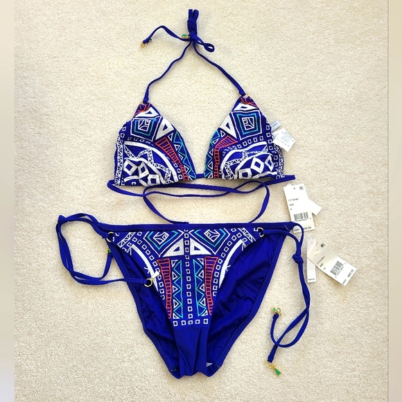 NWT TRINA TURK embroidered bikini sz 8/10 Cerulean Blue - Picture 4 of 13